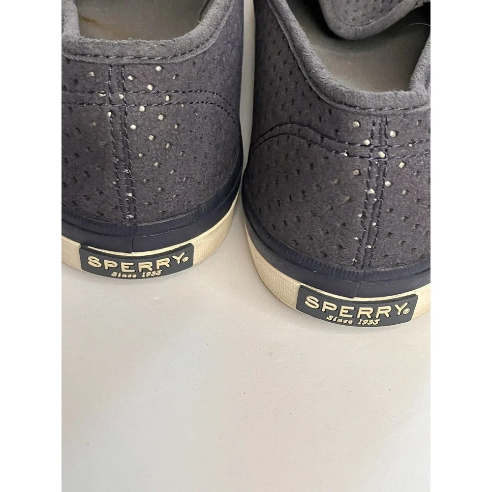Sperry Shoes Sz 7.5 Black Mesh Seaside‎ Perforated Slip On Sneakers Kicks